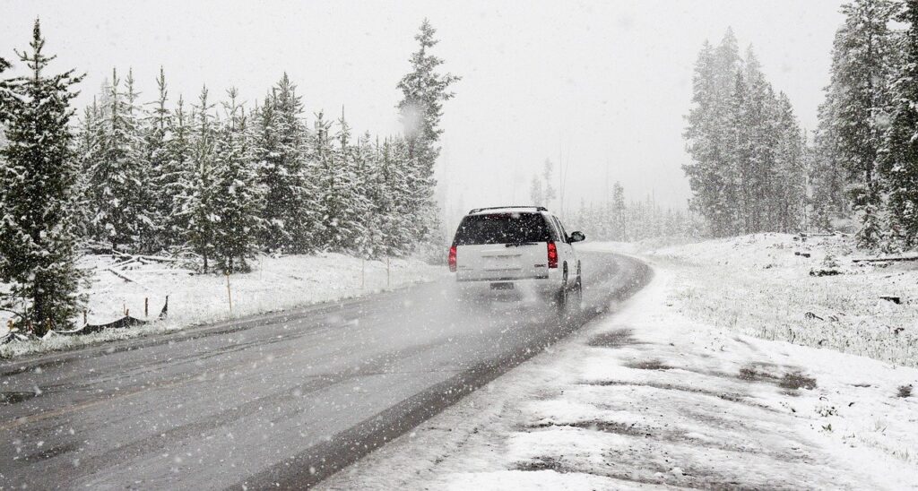 snow, road, winter