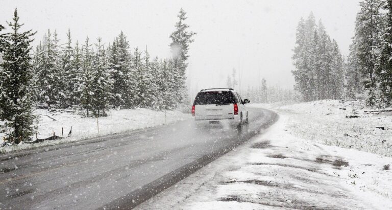 snow, road, winter